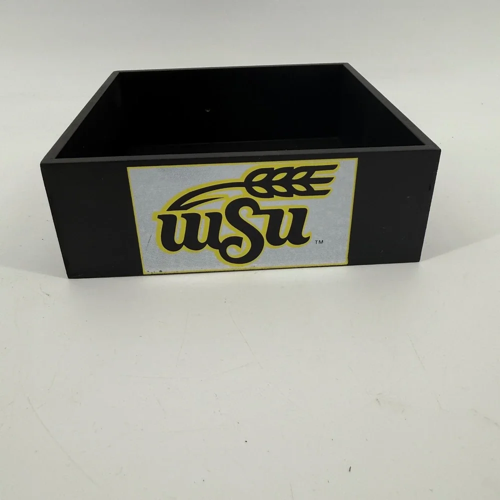 Wichita State University WSU Shockers Black Wood Valet Tray Box Desk‎ Organizer